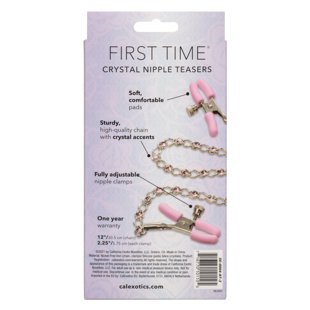First Time Metal Nipple Clamps with Crystal Chain