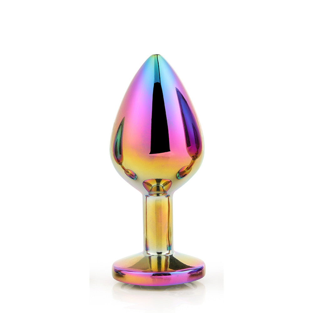 Multicolor Metal Butt Plug with Crystal M