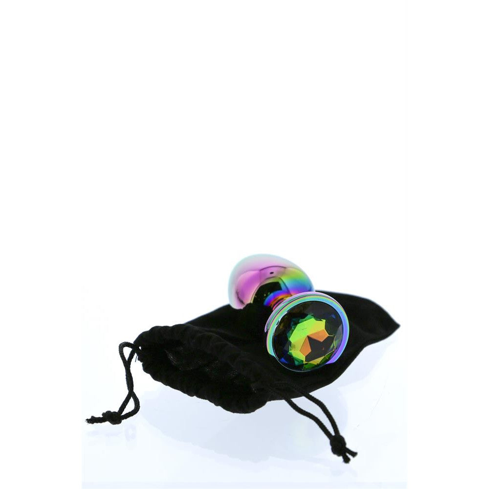 Multicolor Metal Butt Plug with Crystal M