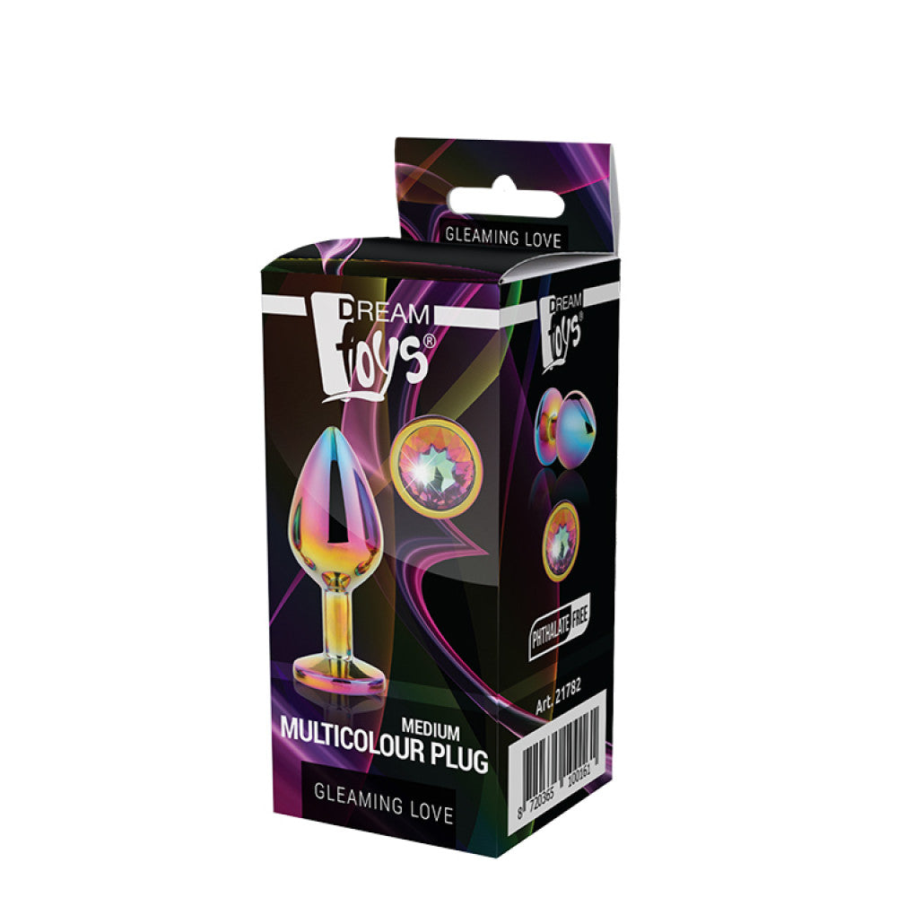 Multicolor Metal Butt Plug with Crystal M