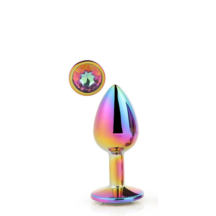 Multicolor Metal Butt Plug with Crystal M