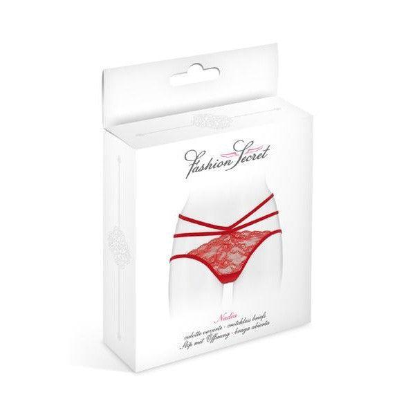 Revealing Cut-Out Crotchless Briefs Red