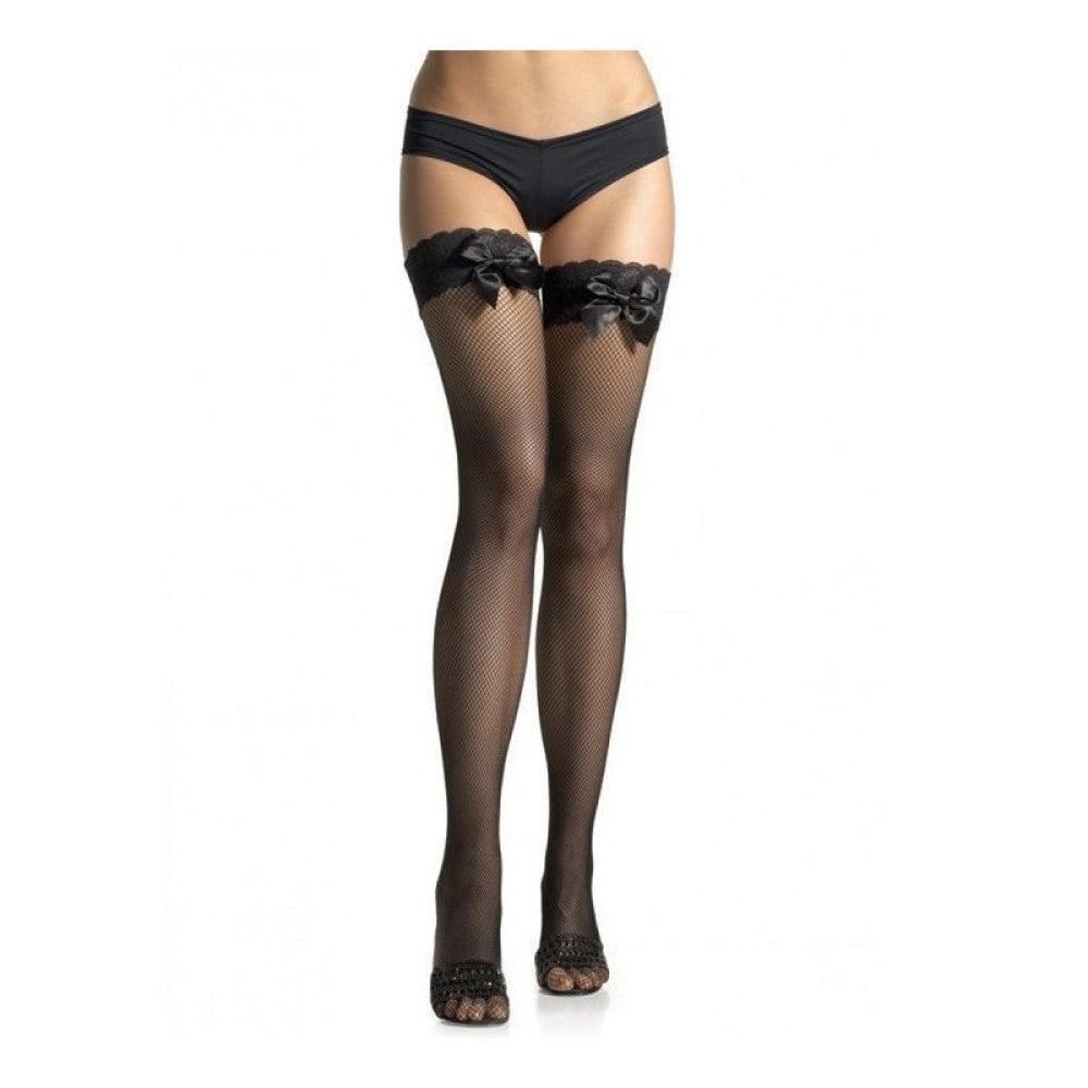 Neat 7/8 stockings with ribbon Leg Avenue