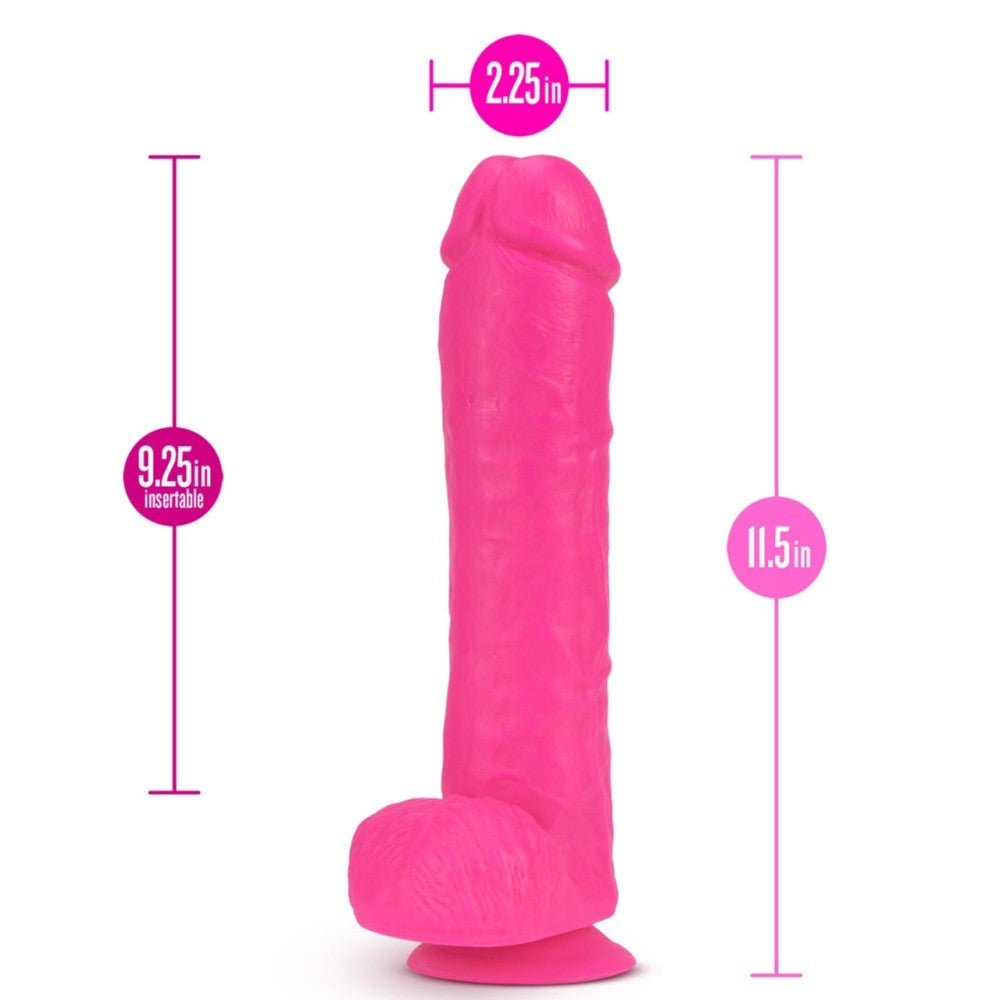 Neo Large Realistic 11" Dildo Neon Pink