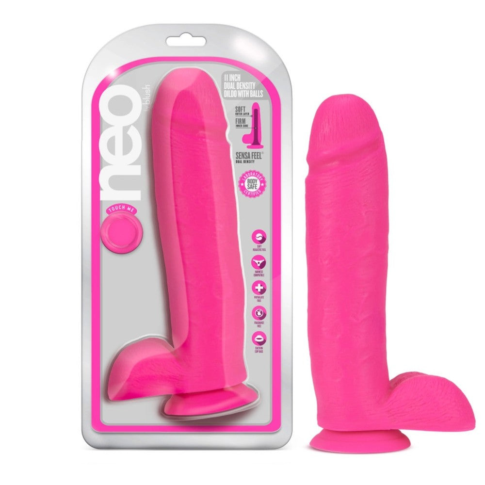 Neo Large Realistic 11" Dildo Neon Pink