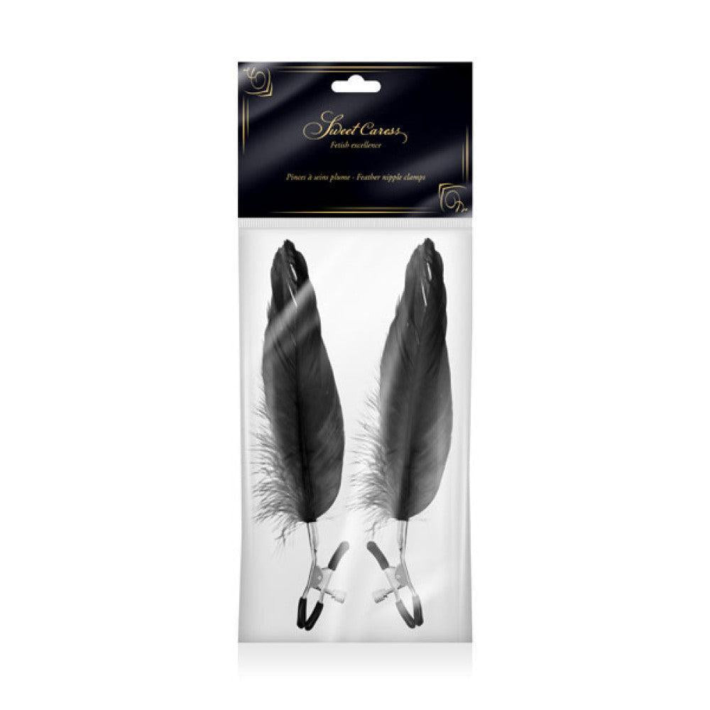 Nipple Clips with Long Feathers Fetish Excellence Black