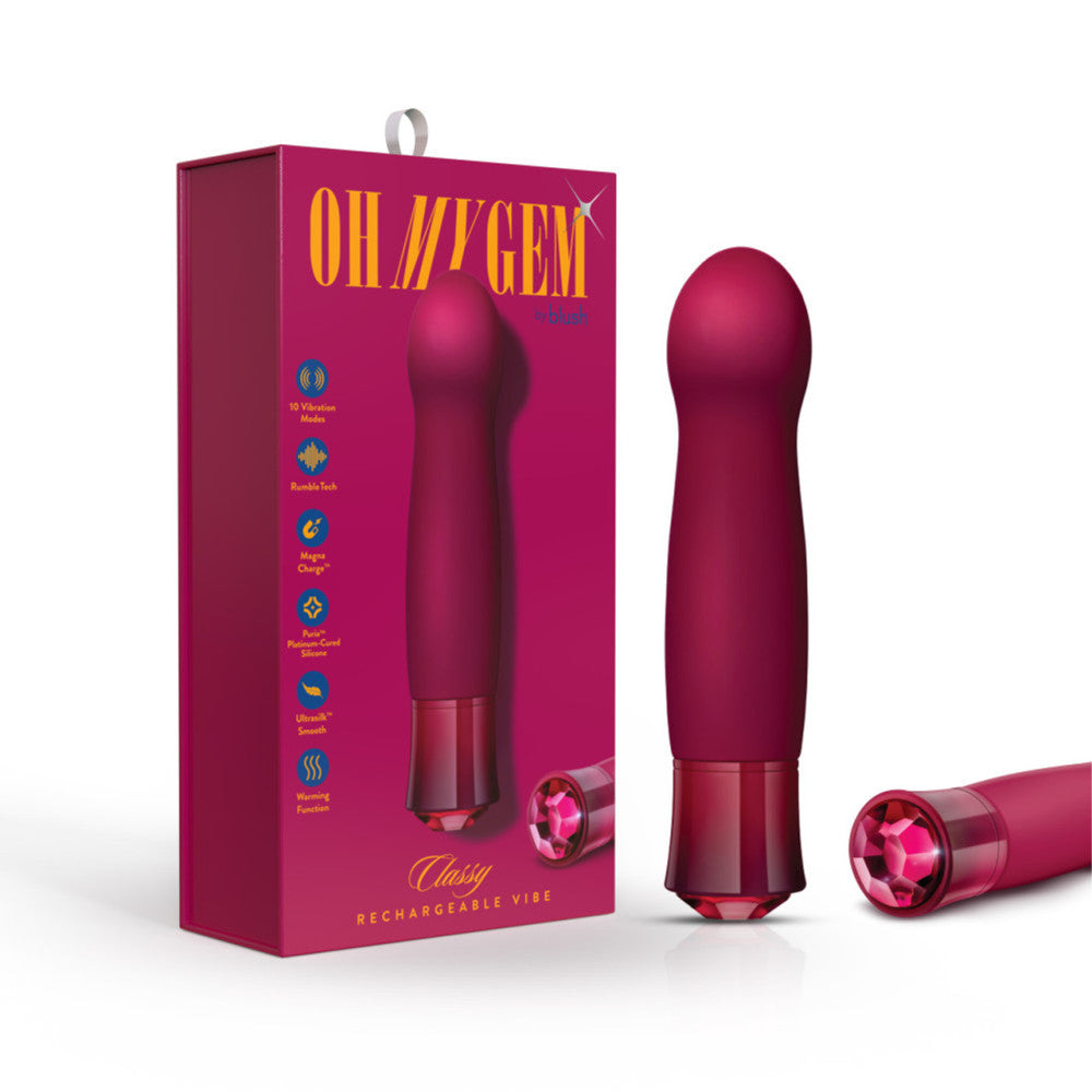 Oh My Gem Rechargeable Warming Vibrator with Red Crystal