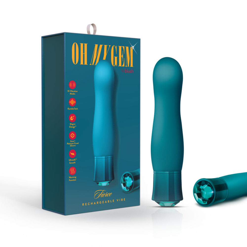 Oh My Gem Fierce Rechargeable Warming Vibrator with Blue Topaz Crystal