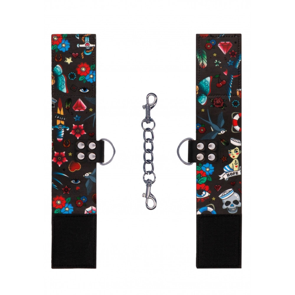 Ouch! Old School Tattoo Style Leather Ankle Restraints