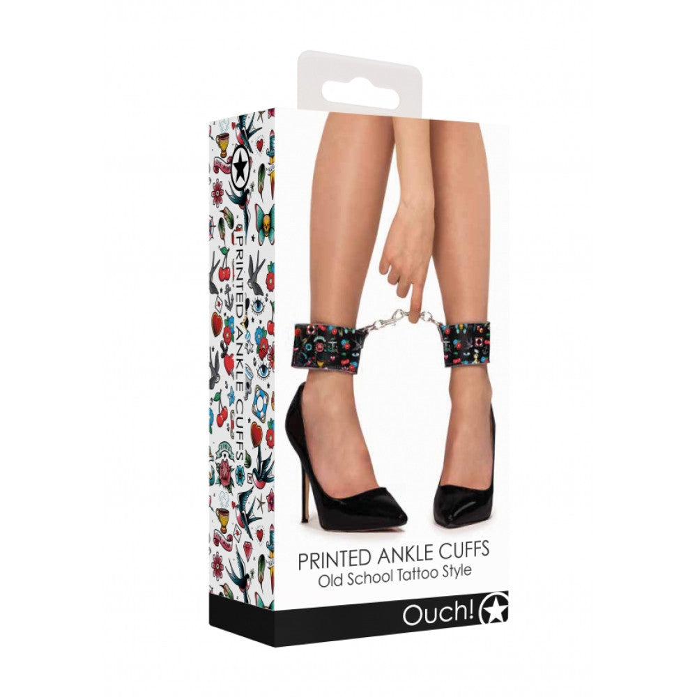 Ouch! Old School Tattoo Style Leather Ankle Restraints