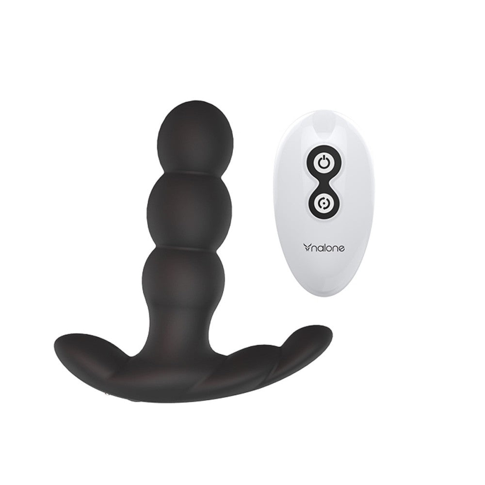 Pearl Textured Silicone Rotating & Vibrating Anal Stimulator with Remote