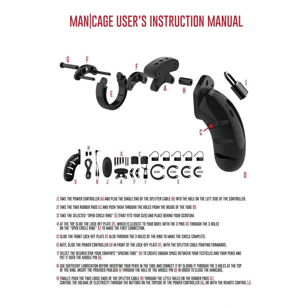 Penis cage with electro stimulation and remote control ManCage 22 black