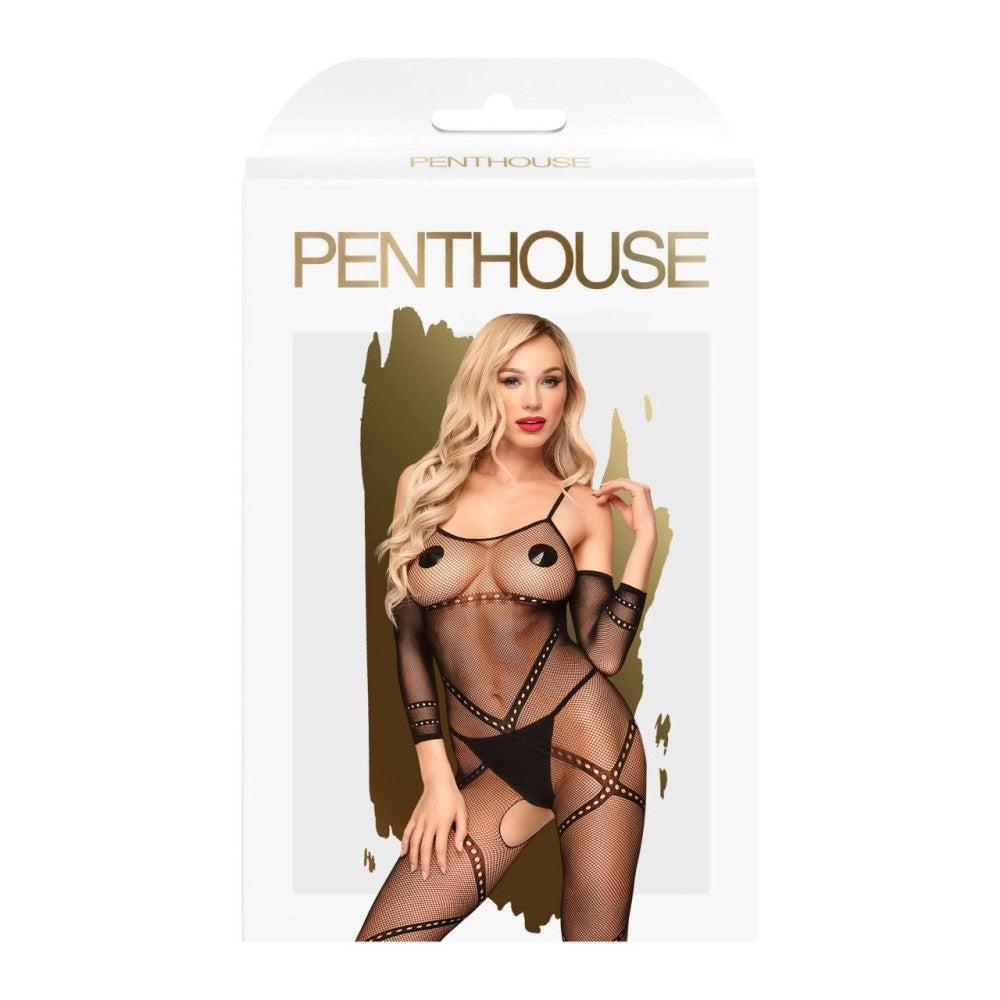 Penthouse Under Stylish Crotchless Mesh Bodysuit with Shapes