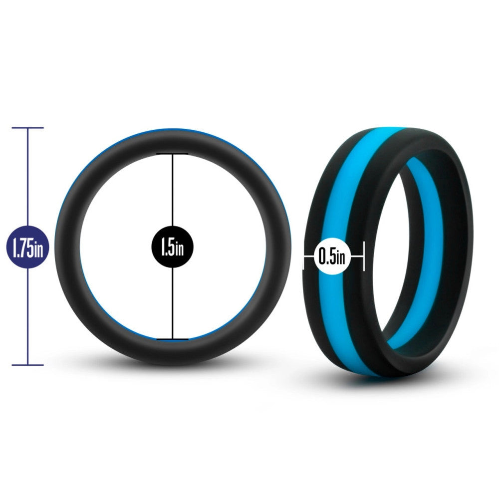 Performance Pro Silicone Flat Cock Ring Black & Blue