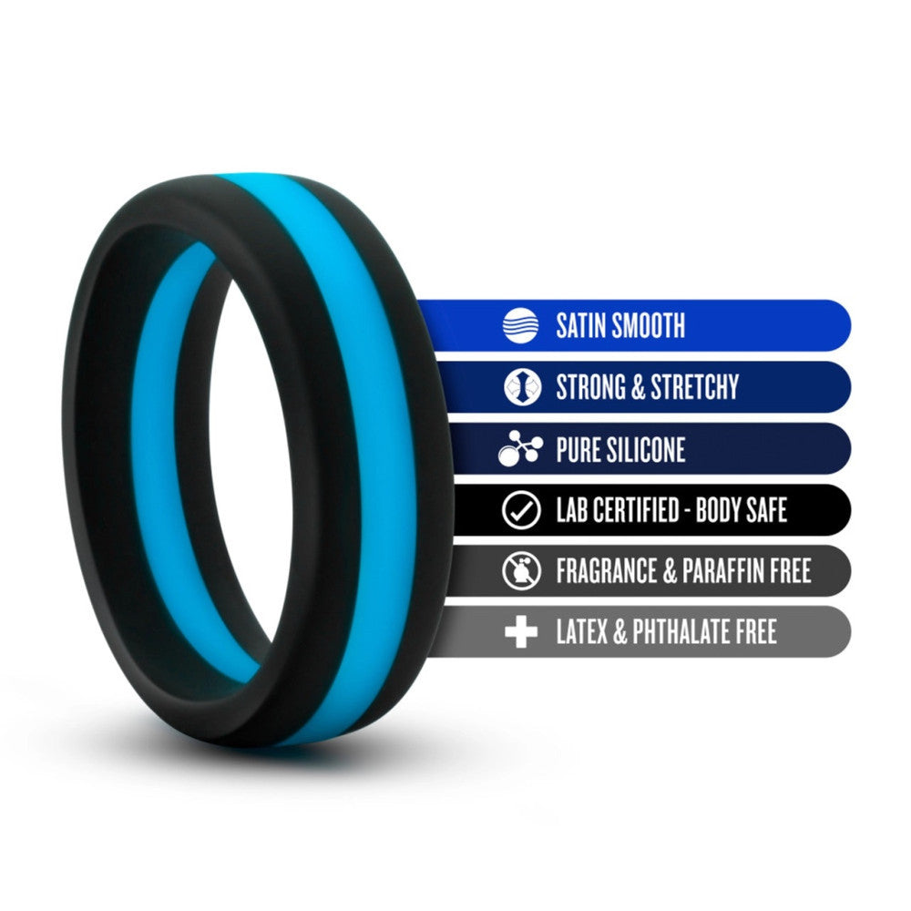Performance Pro Silicone Flat Cock Ring Black & Blue