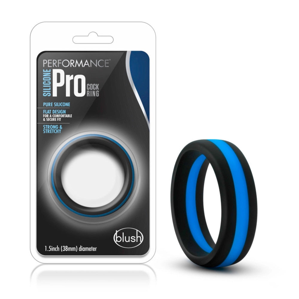 Performance Pro Silicone Flat Cock Ring Black & Blue