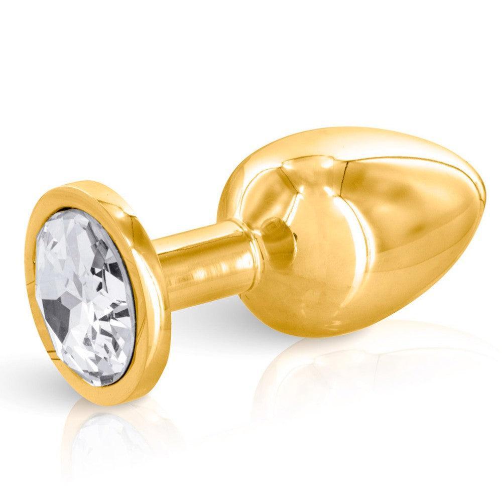 Pink Angel Metal Gold Butt Plug with Crystal M