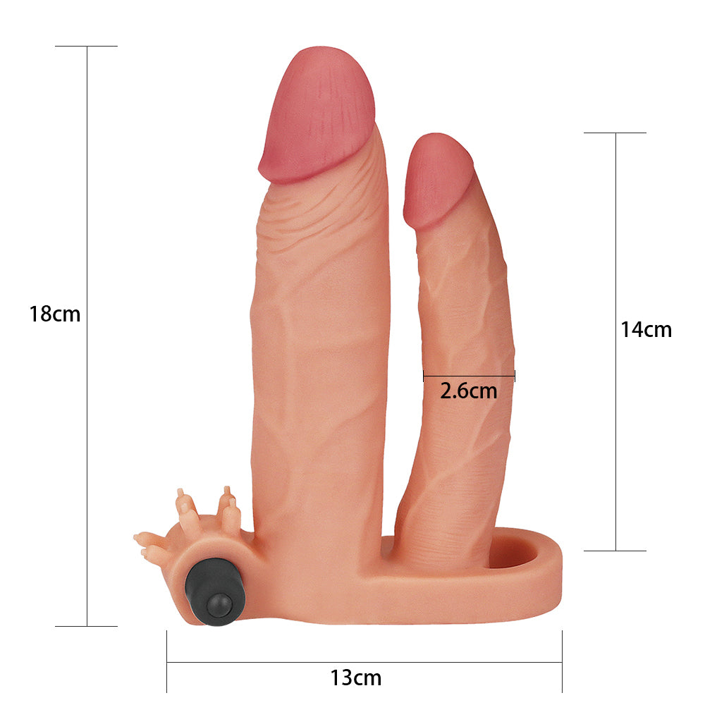 X-tender DP Vibrating Double Penis Extender Add 1"