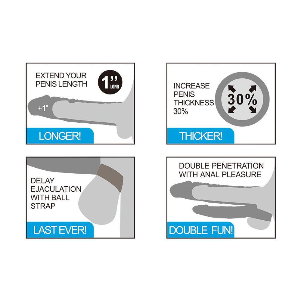 X-tender DP Vibrating Double Penis Extender Add 1"