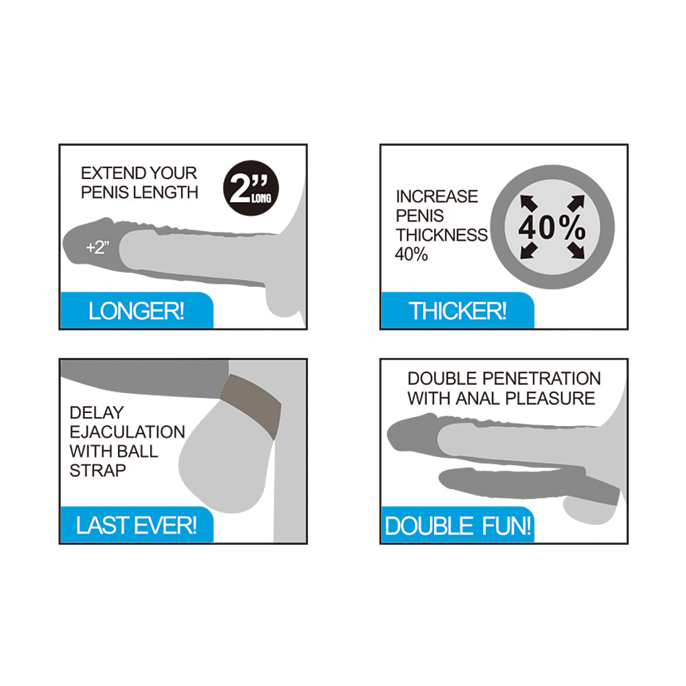 Pleasure X-tender Penis Extender with Dildo & Ball Strap