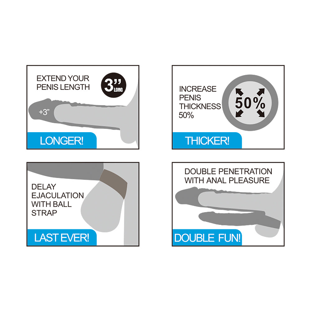 Pleasure X-tender Vibrating Penis Extender with Ring & Dildo