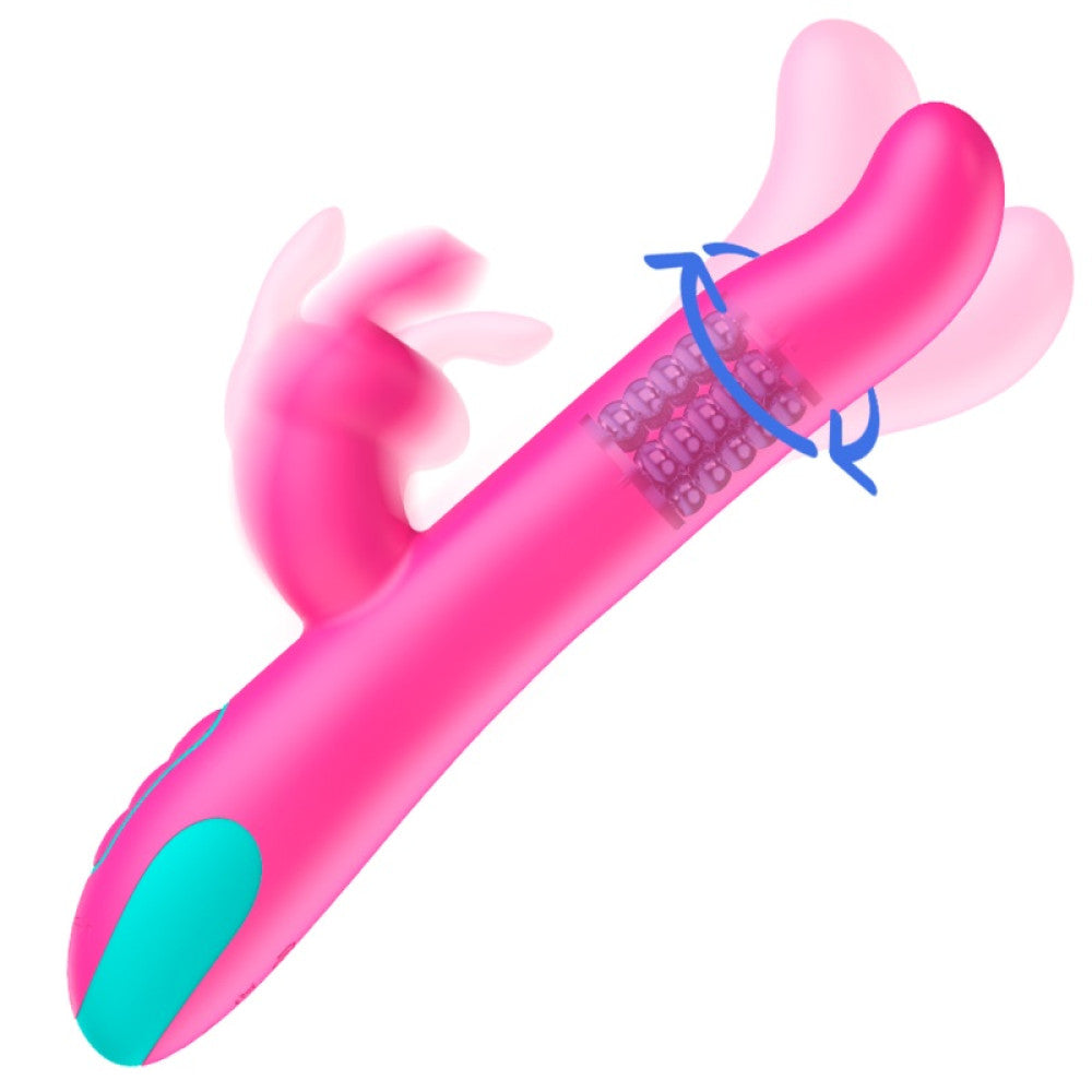 Pluto Rechargeable Silicone Rabbit Vibrator with Rotating Beads