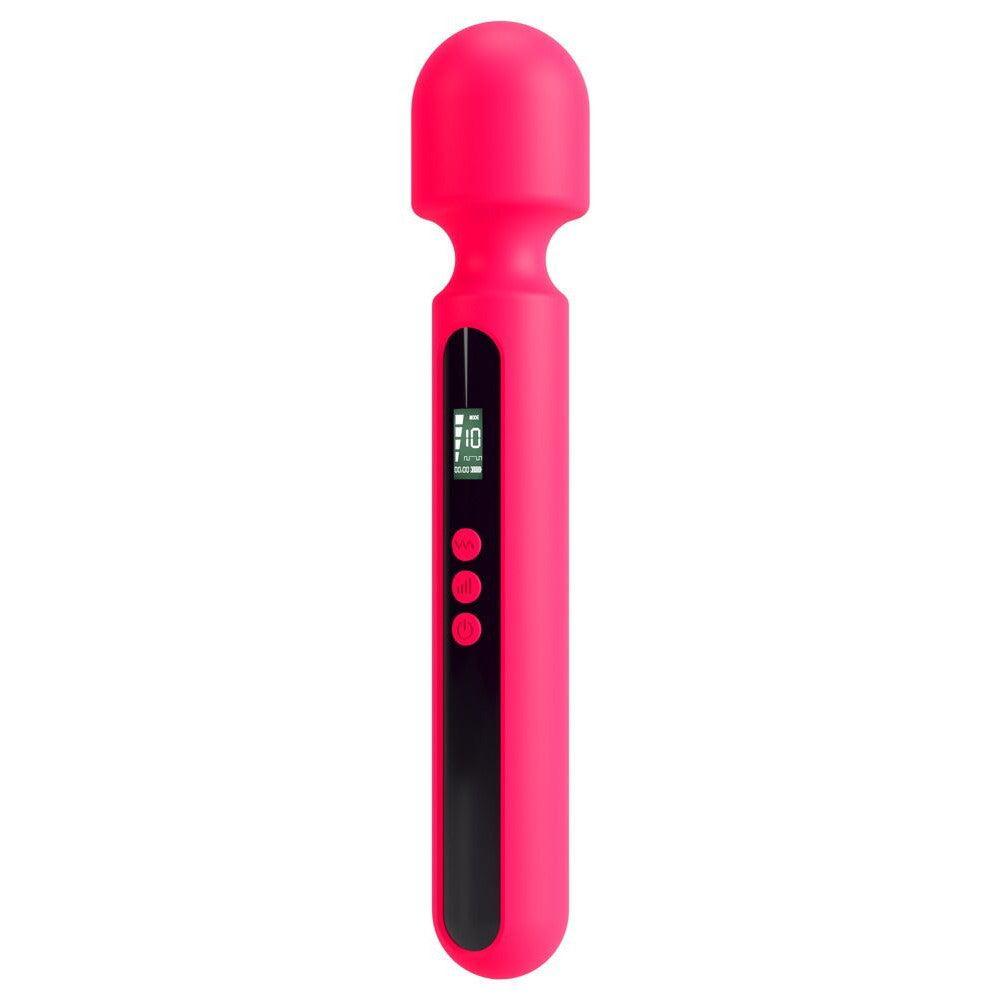 Powerful rechargeable massager with Pink Sunset display