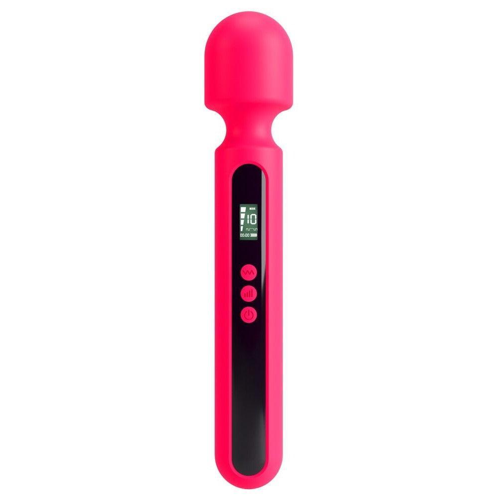 Powerful rechargeable massager with Pink Sunset display