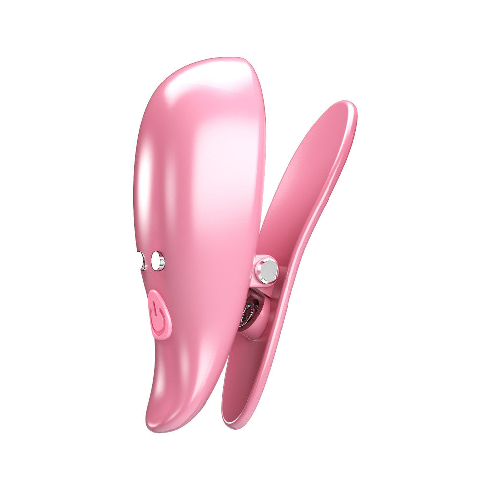 Pretty Love Leaf Rechargeable Vibrating Nipple Clamps Pink