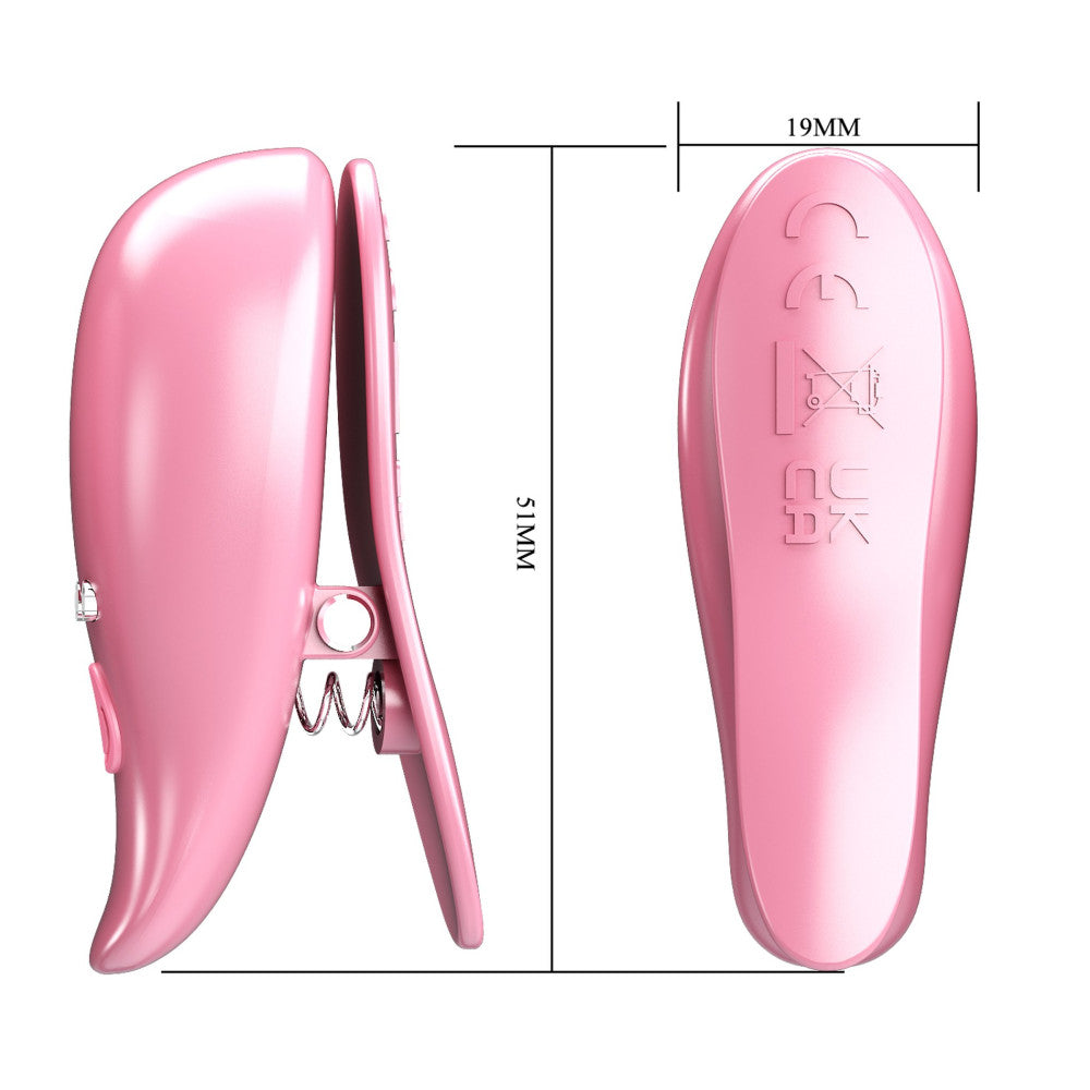 Pretty Love Leaf Rechargeable Vibrating Nipple Clamps Pink