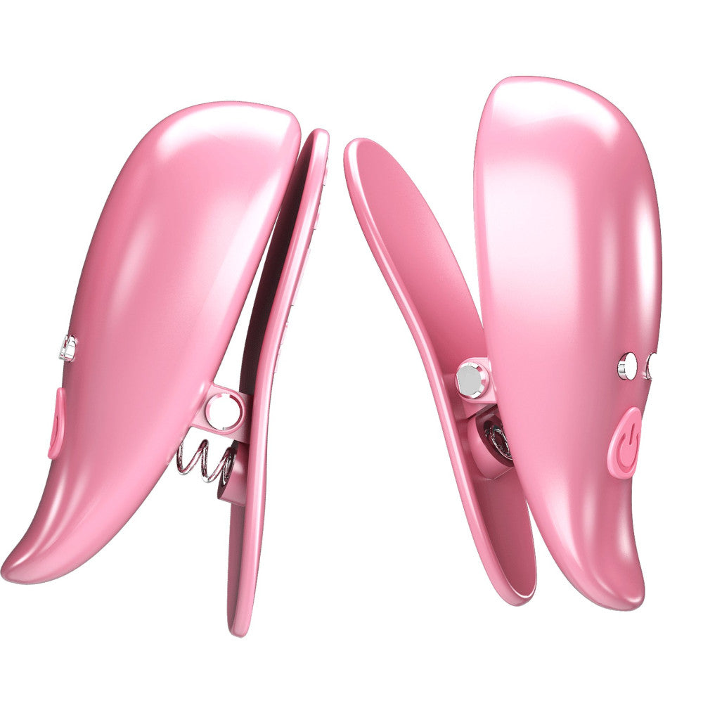 Pretty Love Leaf Rechargeable Vibrating Nipple Clamps Pink