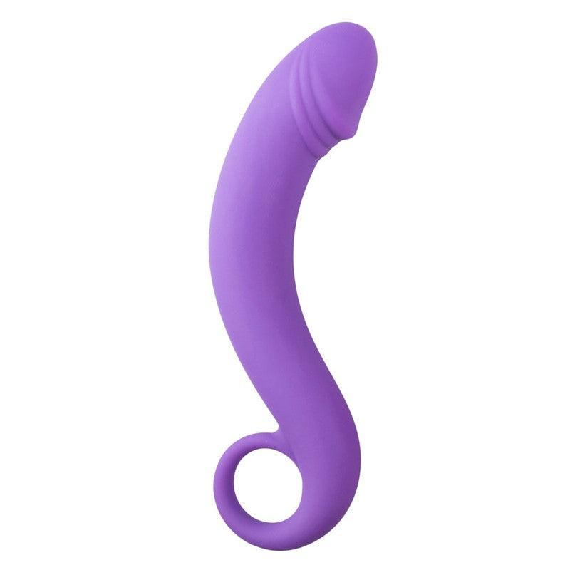 Curved Dong Silicone Anal Dildo Purple