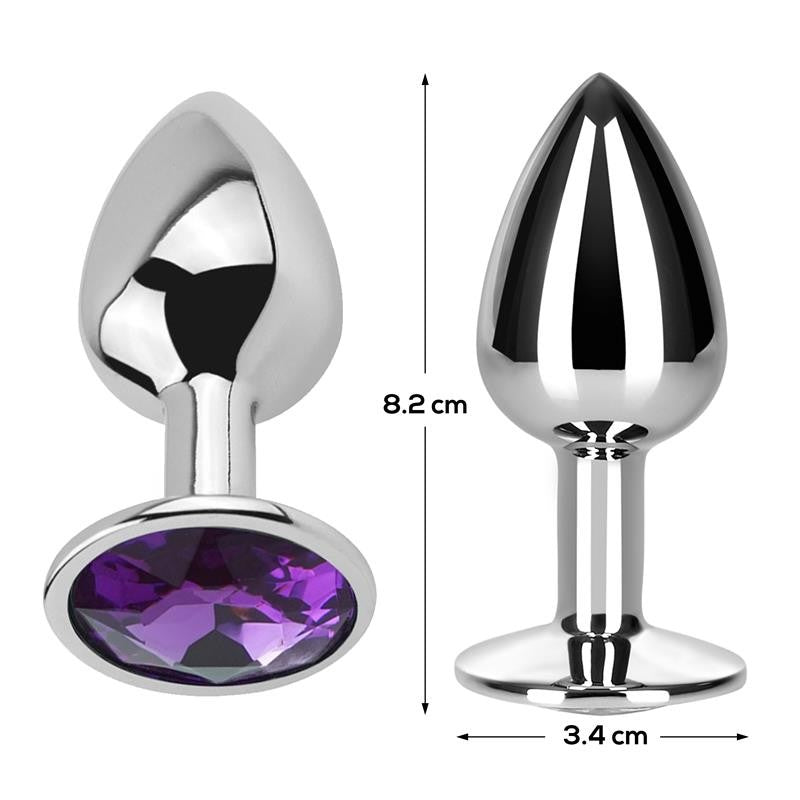 Purple Amethyst Medium Metal Butt Plug with Crystal
