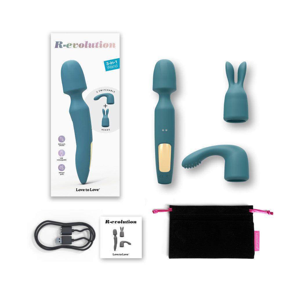 R-evolution 3 in 1 Wand Massager with Attachments R-evolution