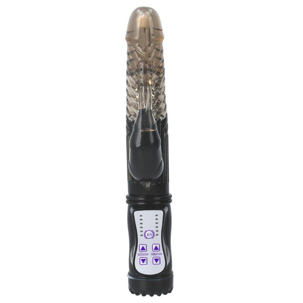 Rabbit Vibrator with Rotating End and Pearls GC Black