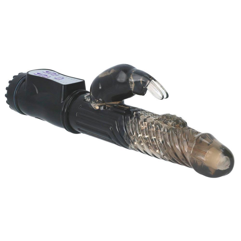 Rabbit Vibrator with Rotating End and Pearls GC Black