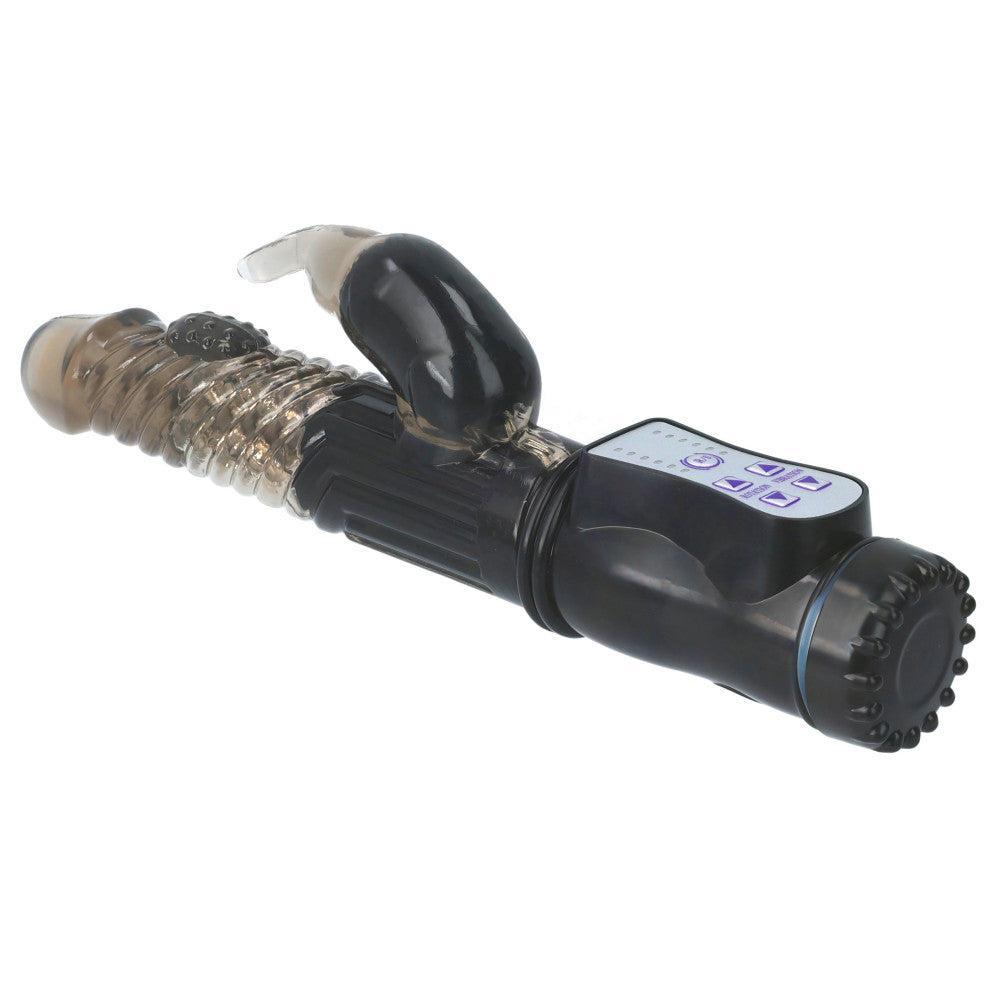 Rabbit Vibrator with Rotating End and Pearls GC Black