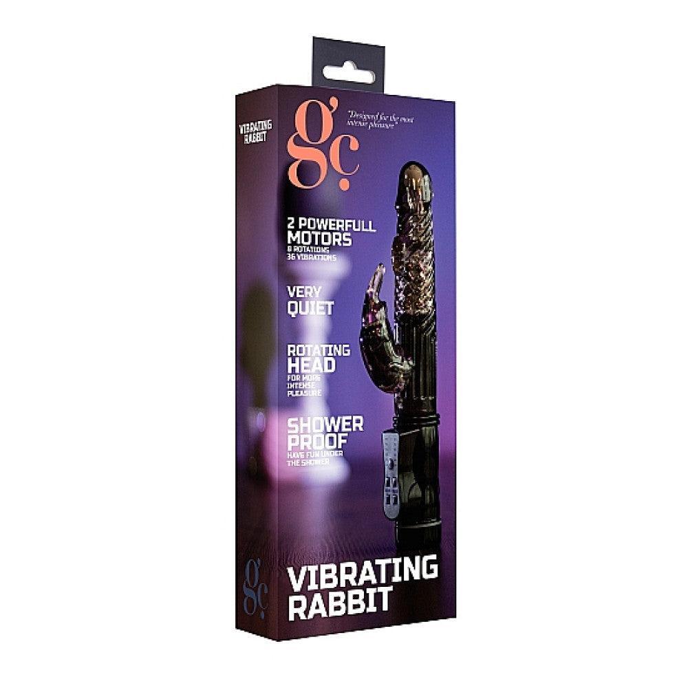 Rabbit Vibrator with Rotating End and Pearls GC Black