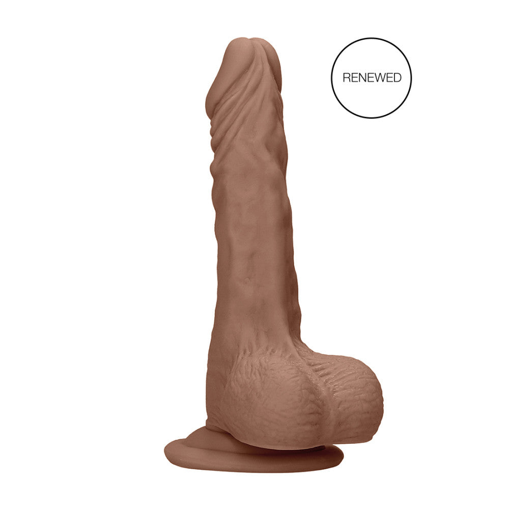 Real Rock 7” Mocha Realistic Cyber Skin Testicle Dildo