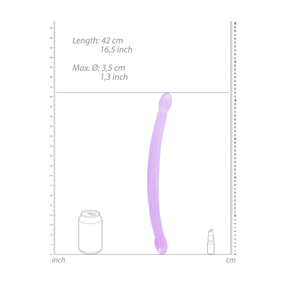 Real Rock Crystal Clear Double Jelly Dildo 17" Purple