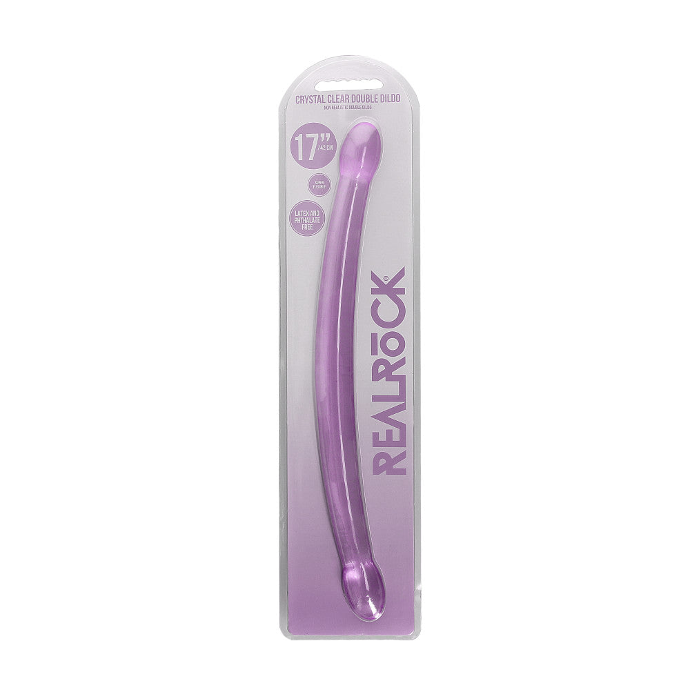 Real Rock Crystal Clear Double Jelly Dildo 17" Purple