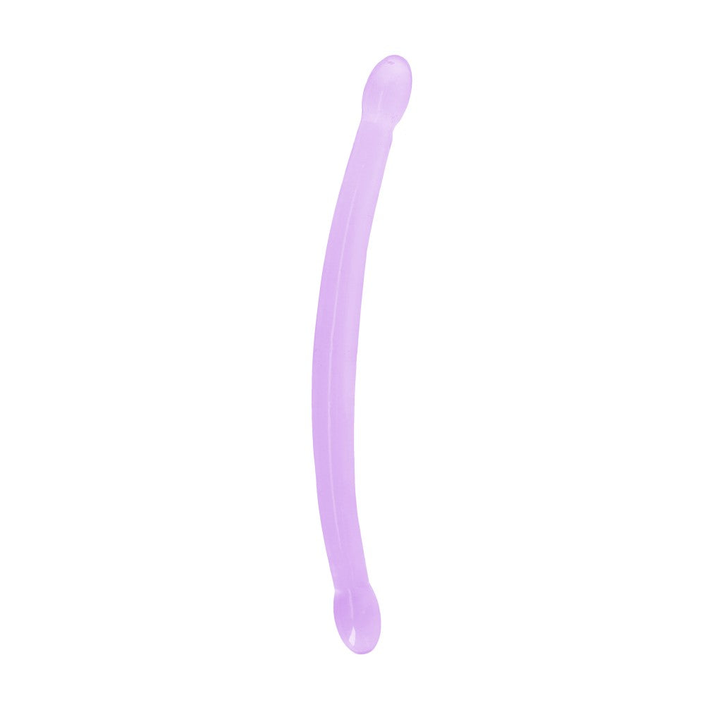 Real Rock Crystal Clear Double Jelly Dildo 17" Purple