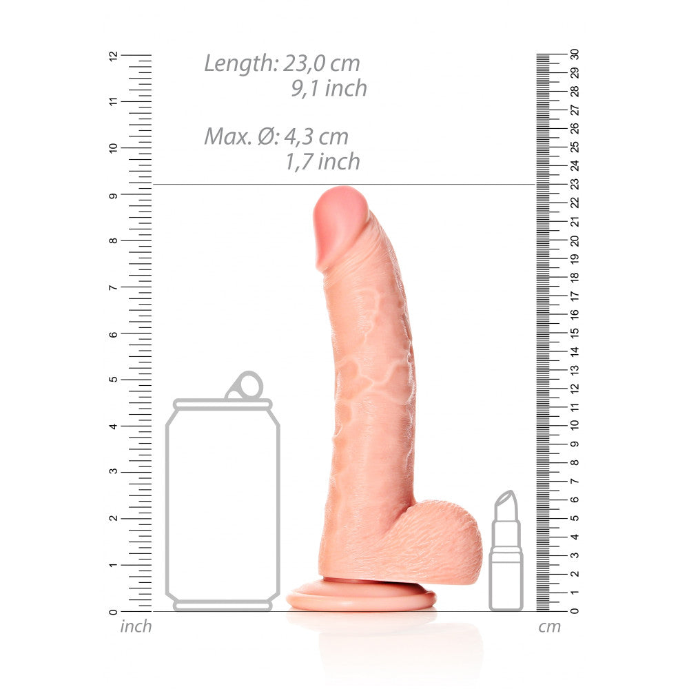 Real Rock Curved 8" Realistic Testicle Dildo