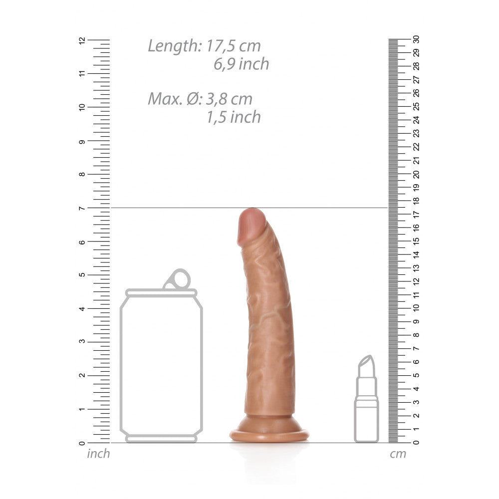 Real Rock Realistic Slim Suction Cup Dildo 6" Mocha
