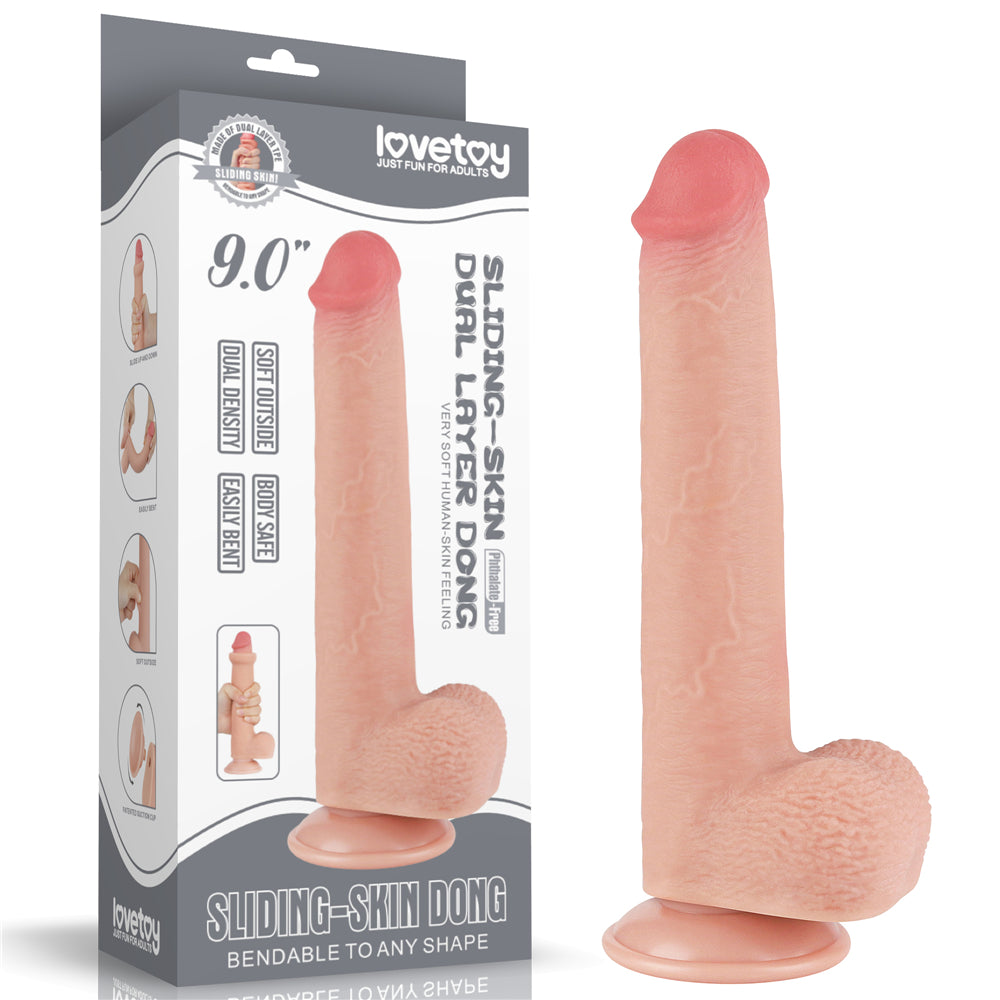 Realistic Dildo Sliding-Skin Dong 9"