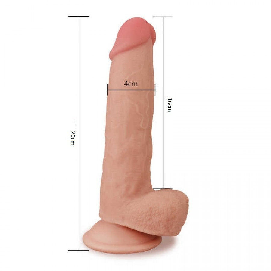 Realistic Double Layer Cyber Skin Sliding-Skin Dong 8"
