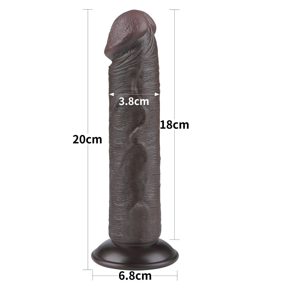 Realistic Double Layer Sliding-Skin Dildo 8"