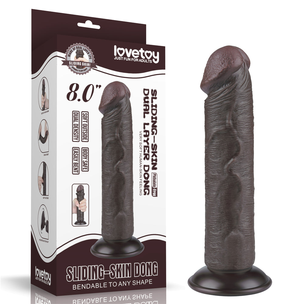 Realistic Double Layer Sliding-Skin Dildo 8"