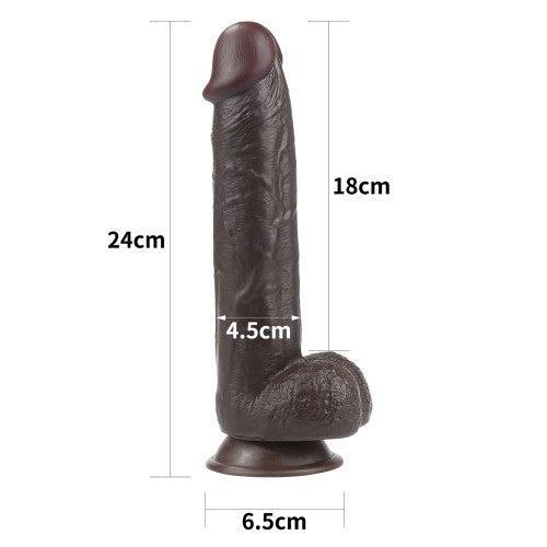 Realistic Dual Layer Sliding Skin Dildo 9.5" Black