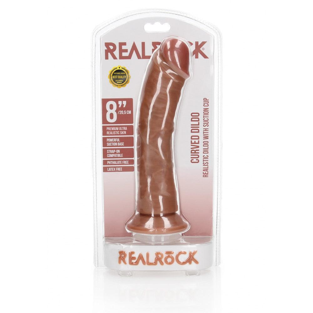 Realistic dildo Real Rock Curved 8" mocha